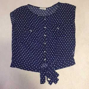Blue/white pock-a-dotted blouse